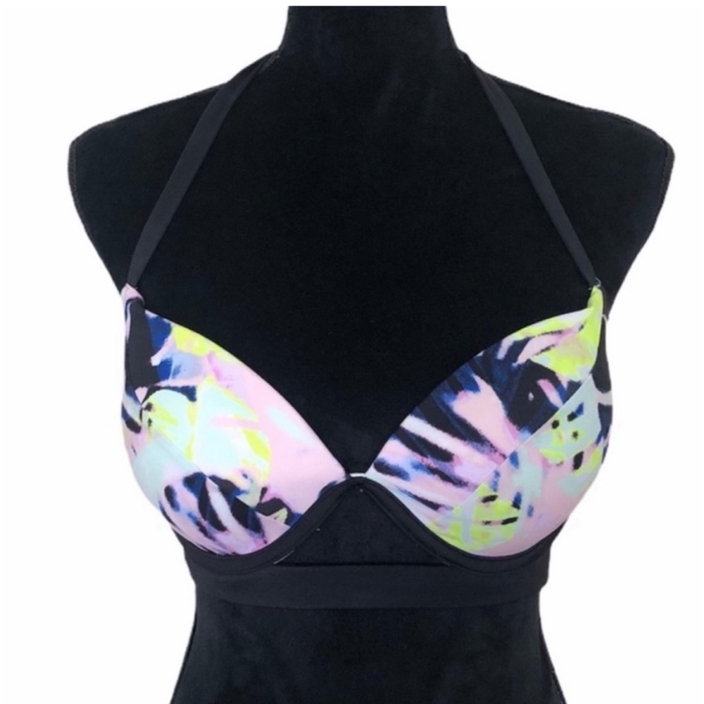 Victoria Secret hottie halter abstract pattern strappy bikini top size 34D